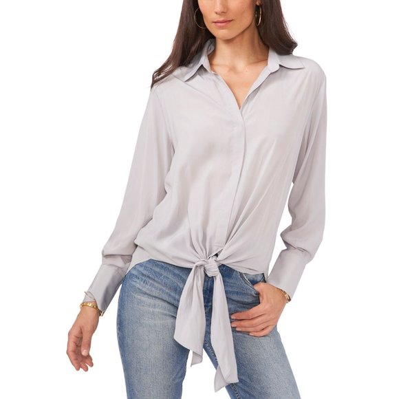 VINCE CAMUTO Matte Satin Tie-Front Shirt - Fall Harmony - Size Small - NWT - Picture 4 of 4